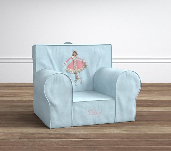 Pottery Barn Kids Light Blue Velvet Ice Skater Anywhere Chair® pottery barn kids playroom sale