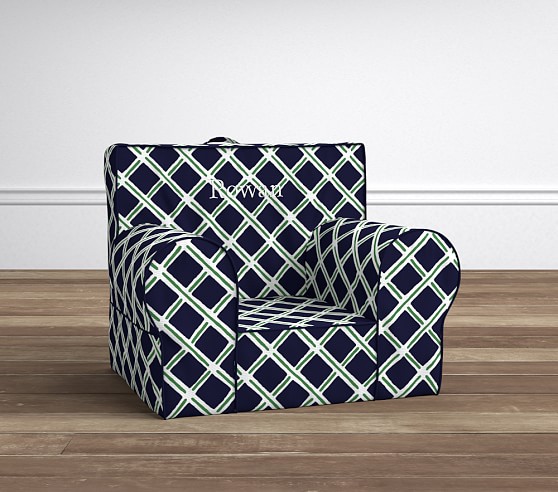 Pottery Barn Kids Navy & Green Lattice Anywhere Chair® pottery barn kids playroom sale
