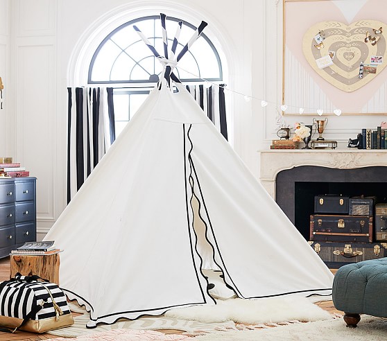 Pottery Barn Kids The Emily & Meritt Scallop Teepee White Black pottery barn kids playroom sale
