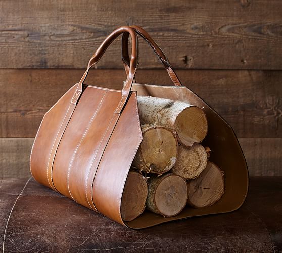 Pottery Barn LEATHER LOG CARRIER