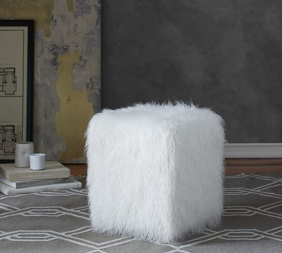 Pottery Barn MONGOLIAN FAUX FUR CUBE pottery barn flash sale december 5