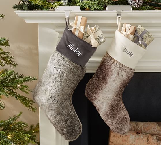 Pottery Barn OMBRE FAUX FUR STOCKING Caramel Ombre pottery barn premier event