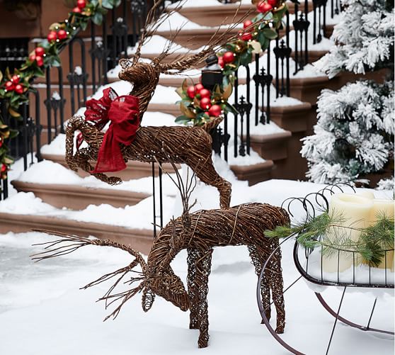 Pottery Barn OUTDOOR TWIG DEER Standing pottery barn winter warehouse sale