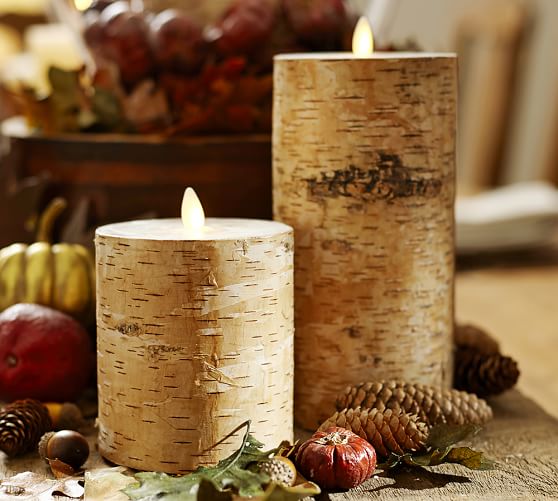 Pottery Barn PREMIUM FLICKER FLAMELESS BIRCH WAX PILLAR CANDLE pottery barn 25% off sale