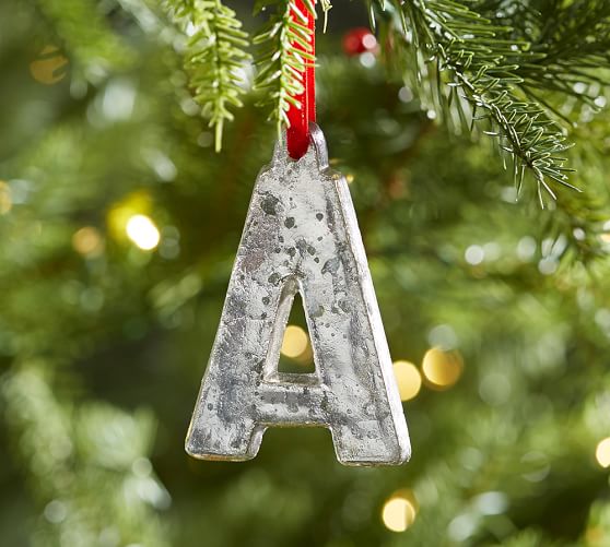 Pottery Barn SILVER MERCURY LETTER ORNAMENTS pottery barn 25% off sale