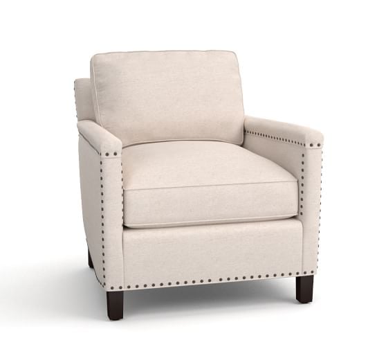 Pottery Barn TYLER UPHOLSTERED ARMCHAIR LINEN OATMEAL pottery barn premier event