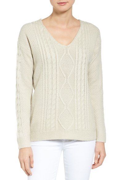RD Style Back Cutout Cable Knit Sweater White Beach Nordstrom half yearly sale