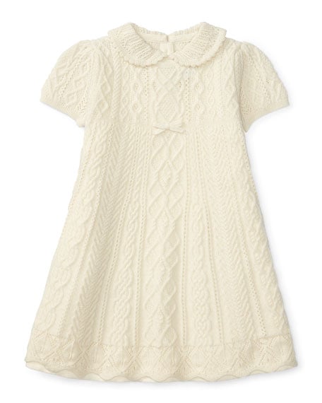 Ralph Lauren Cable-Knit Swing Dress Cream, Size 3-24 Months christmas dresses for baby girls