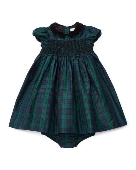 Ralph Lauren Cap-Sleeve Plaid Silk Taffeta Dress w/ Bloomers, Blue/Green Size 9-24 Months christmas dresses for baby girls
