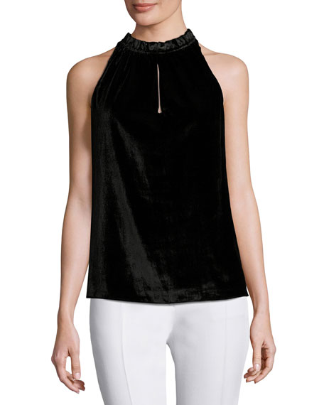 Ramy Brook Miranda Velvet Sleeveless Top Black velvet tops holiday party season
