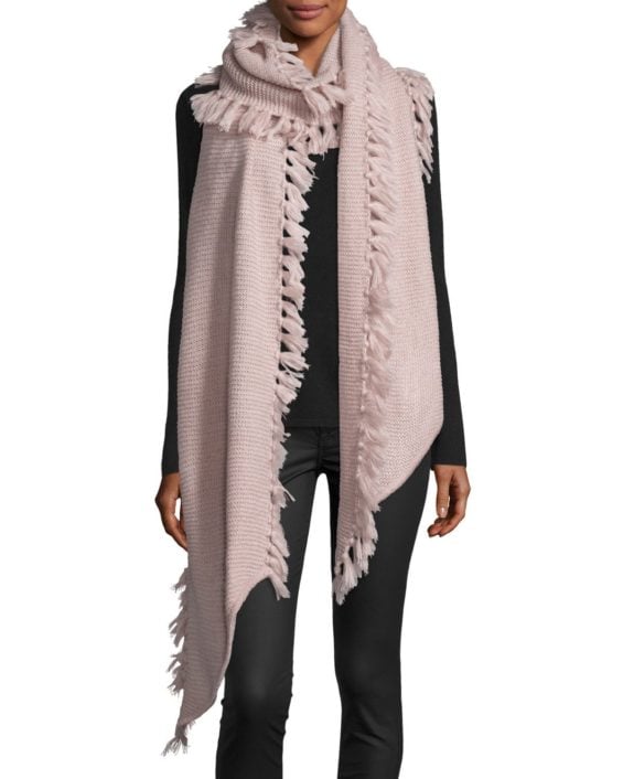 Rebecca Minkoff Asymmetric Tassel Scarf, Light Pink Neiman Marcus friends and family sale