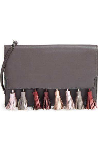 Rebecca Minkoff Sofia Leather Clutch Grey Metallic Gunmetal Hardware Nordstrom half yearly sale