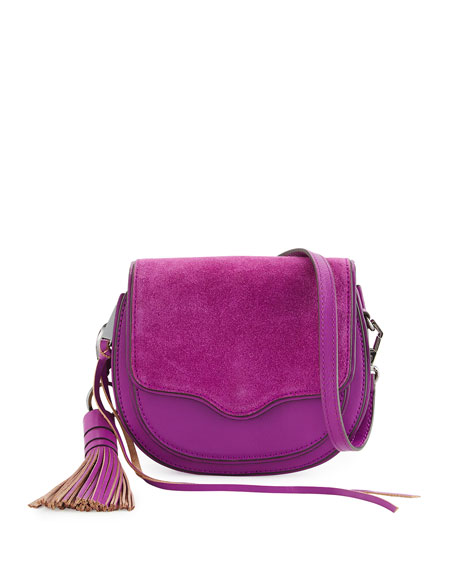 Rebecca Minkoff Suki Mini Suede & Leather Saddle Bag, Purple Neiman Marcus christmas sale
