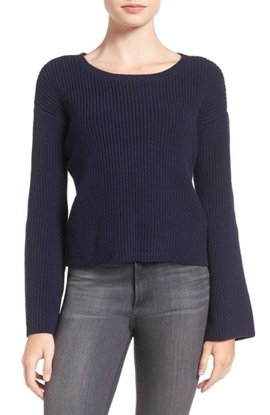 Rebecca Minkoff 'Teresa' Bell Sleeve Sweater Navy Blue bell sleeve sweaters winter 