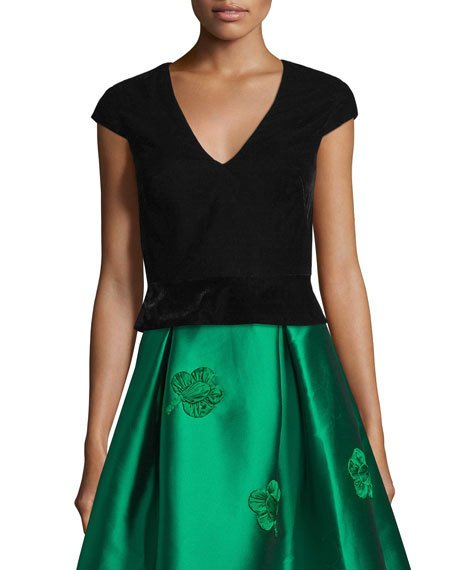 Sachin & Babi Noir Cap-Sleeve Velvet Top Onyx velvet tops holiday party season