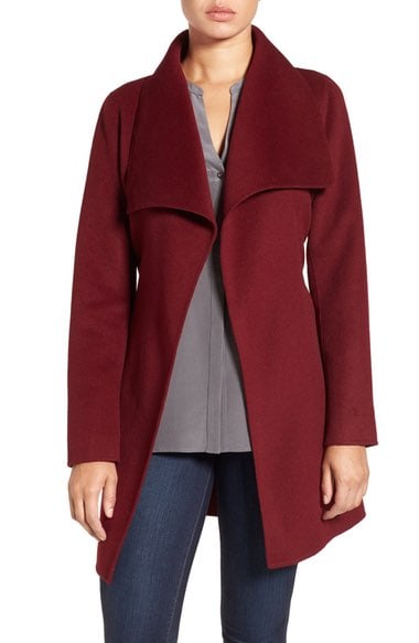 T Tahari Tahari 'Ella' Belted Double Face Wool Blend Wrap Coat (Regular & Petite) Burgundy