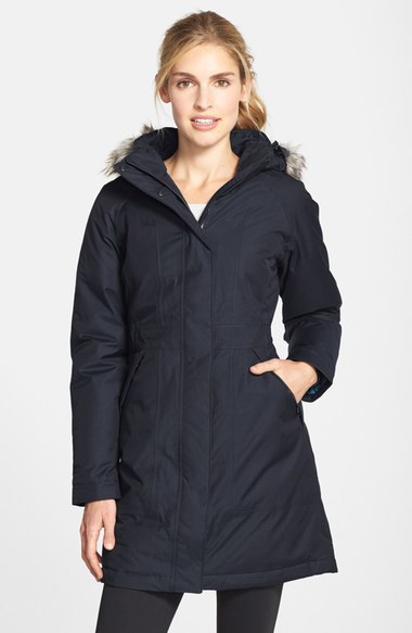 The North Face Arctic Down Parka with Faux Fur Trim Urban Navy Blue faux fur parkas