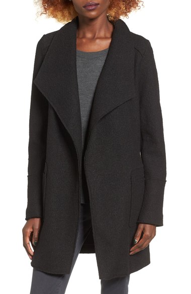 Thread & Supply Drape Front Coat Black drape jackets