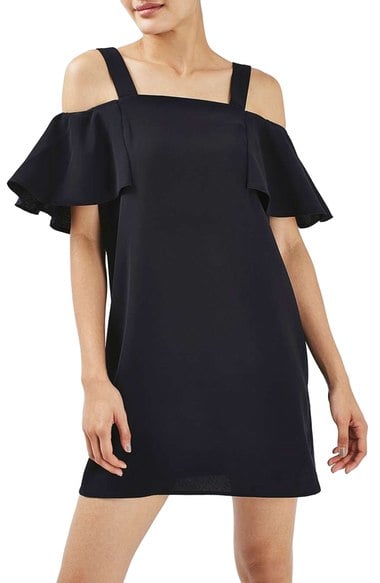 Topshop Cold Shoulder Shift Dress Navy Blue cold shoulder dresses
