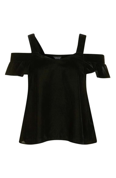 Topshop Polly Bardot Velvet Top (Regular & Petite) Black velvet tops holiday parties