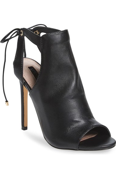 Topshop 'Randy' Tie Back Sandal (Women) Black Leather Nordstrom half yearly sale