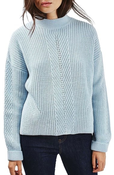 Topshop Ribbed Sweater Light Blue Nordstrom half yearly sale