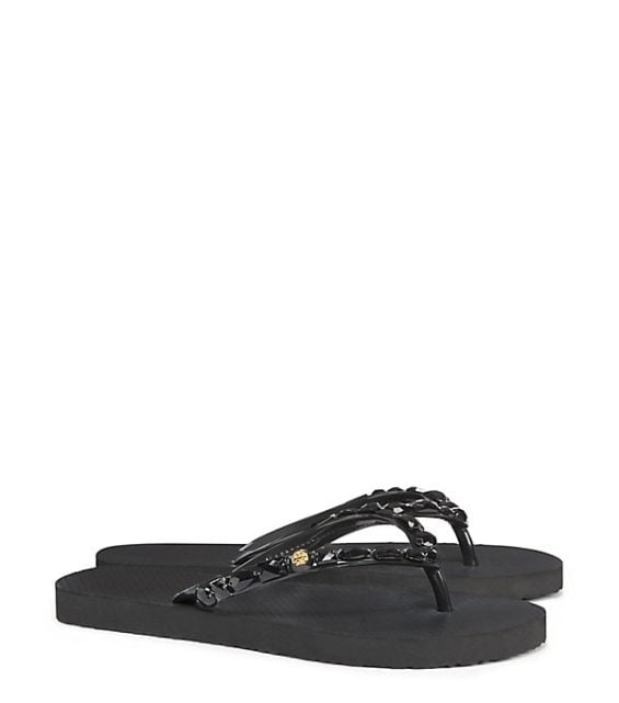 Tory Burch JEWELED FLIP-FLOP Black tory burch extra 30% sale