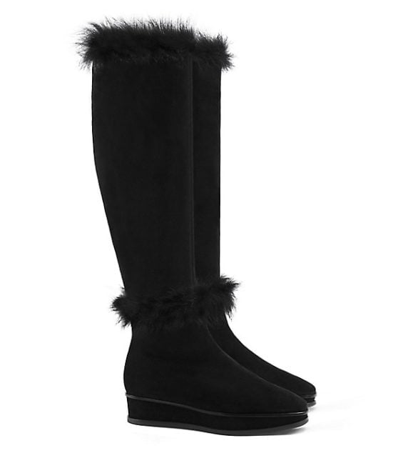Tory Burch MARCEL FUR BOOT Black tory burch semi-annual sale