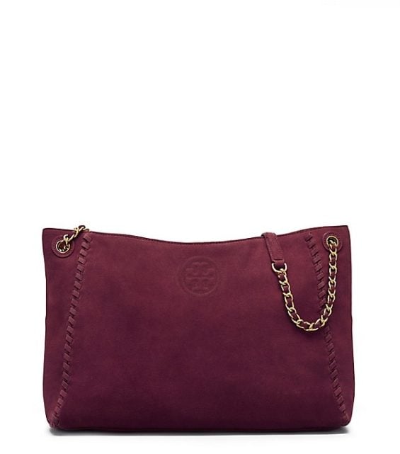 Tory Burch MARION SUEDE CENTER-ZIP TOTE Port tory burch extra 30% sale