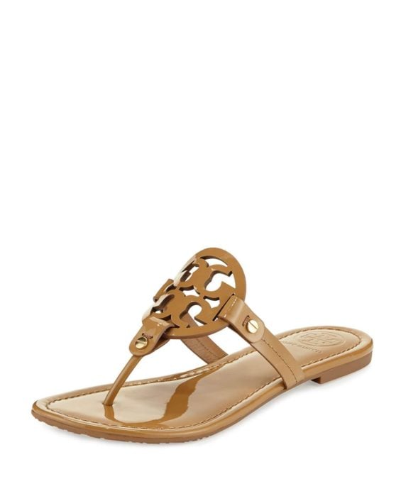 Tory Burch Miller Patent Logo Sandal, Sand Neiman Marcus friends and family sale