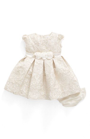 Us Angels Floral Jacquard Dress (Baby Girls) Ivory Gold christmas dresses for baby girls