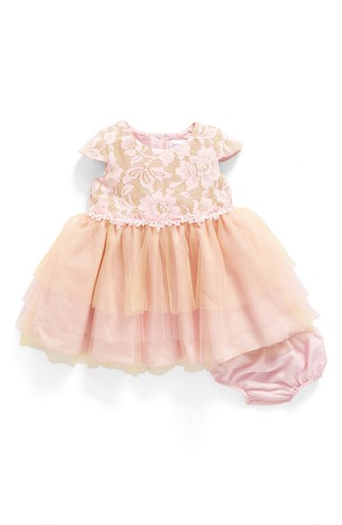 Us Angels Tulle Dress (Baby Girls) Pink Gold christmas dresses for baby girls