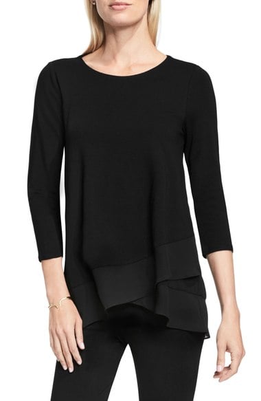 Vince Camuto Asymmetrical Chiffon Hem Top Rich Black