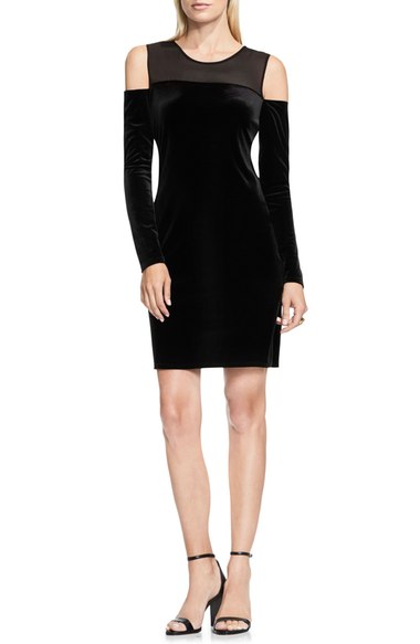 Vince Camuto Velvet Cold Shoulder Dress Rich Black cold shoulder dresses holiday party