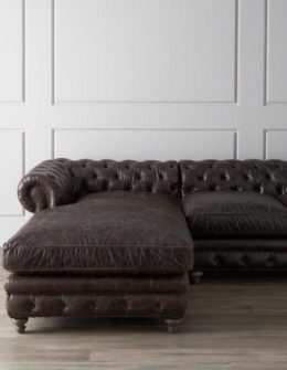 Warner Leather Collection Chesterfield Sectional Sofa Left Arm Facing or Right Arm Facing horchow