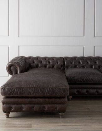 Warner Leather Collection Chesterfield Sectional Sofa Left Arm Facing or Right Arm Facing horchow