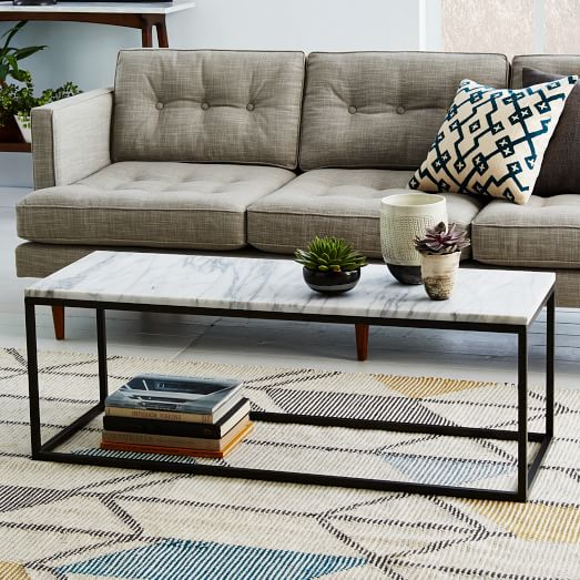 West Elm Box Frame Coffee Table - Marble/Antique Bronze west elm cyber week sales
