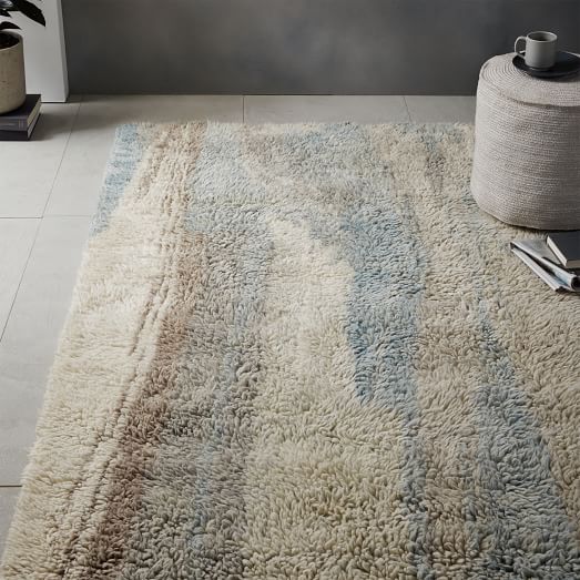 West Elm Marbled Wool Shag Rug - Light Sage west elm new year sale