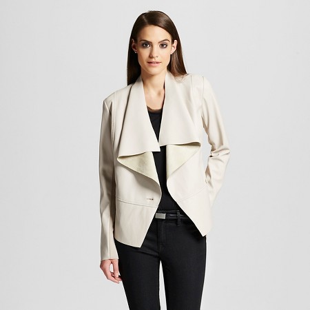 Women's Drape Front Faux Leather Jacket Mist - Mossimo™ drape front faux leather jackets