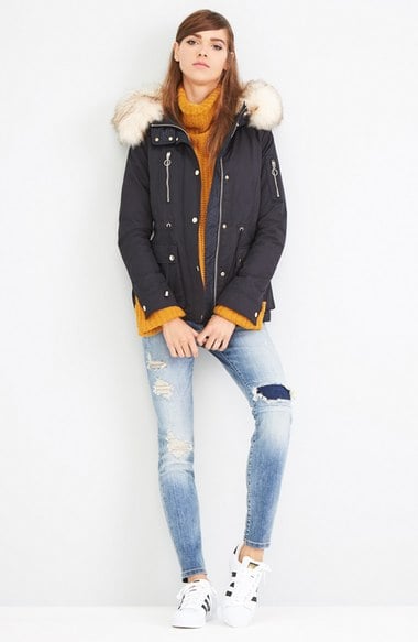 Topshop Trevor Parka with Faux Fur Trim Hood (Regular & Petite) faux fur parkas