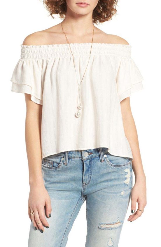 ASTR Cameron Off the Shoulder Top Cream