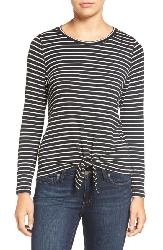 Amour Vert 'Melinda' Stripe Tie Hem Top Amsterdam Stripe tie front tops 