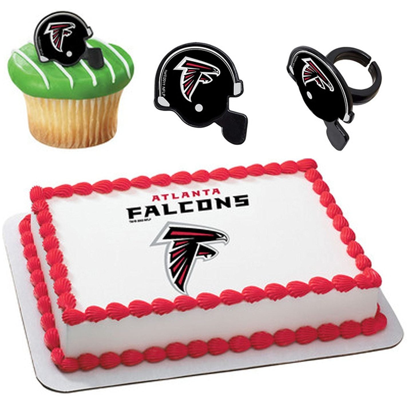 Atlanta Falcons Licensed Edible Wafer Cake Topper & Cupcake Ring Combo atlanta falcons super bowl li party
