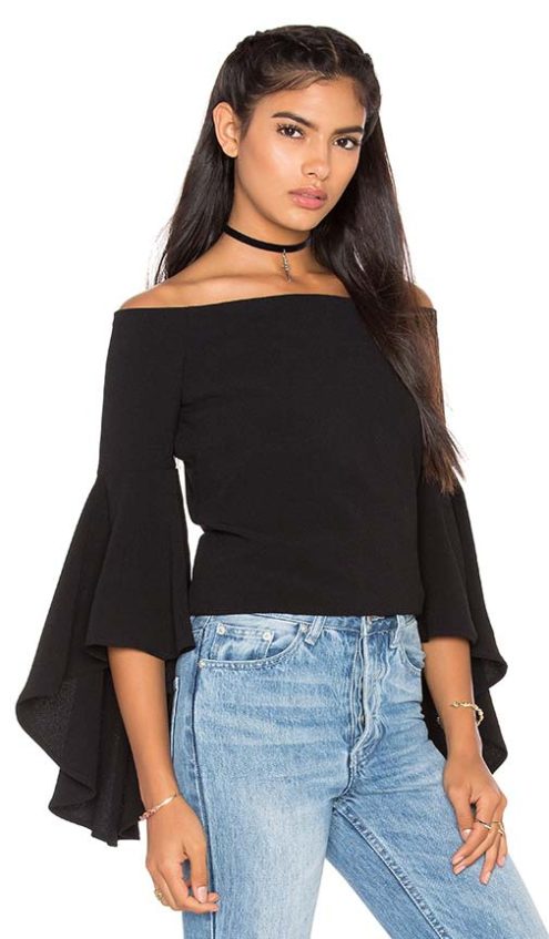 BACKSTAGE Lets Dance Off The Shoulder Top Black