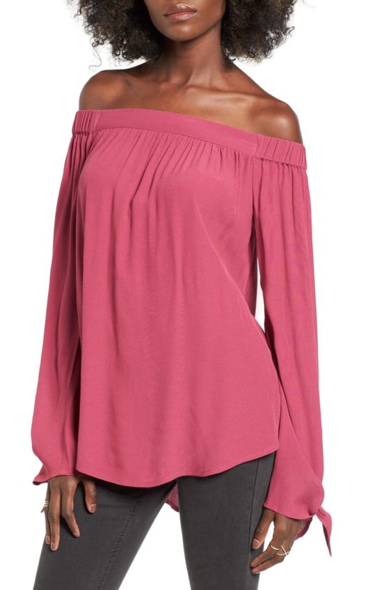 BP. Off the Shoulder Top Burgundy Beauty