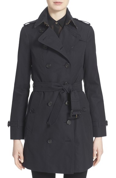 Burberry London 'Sandringham' Slim Trench Coat Navy Blue