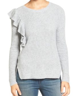 Chelsea28 Ruffle Sweater Grey Heather ruffle sweaters winter spring