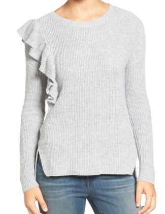 Chelsea28 Ruffle Sweater Grey Heather ruffle sweaters winter spring