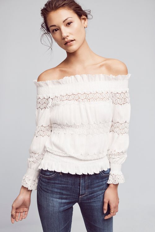 Deletta Ettie Off-The-Shoulder Top White anthropologie clothing sale