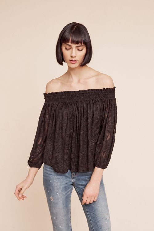 Deletta Sommer Off-The-Shoulder Top Black anthropologie clothing sale